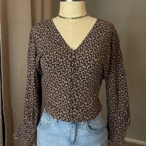 Abercrombie & Fitch Brown Patterned Blouse